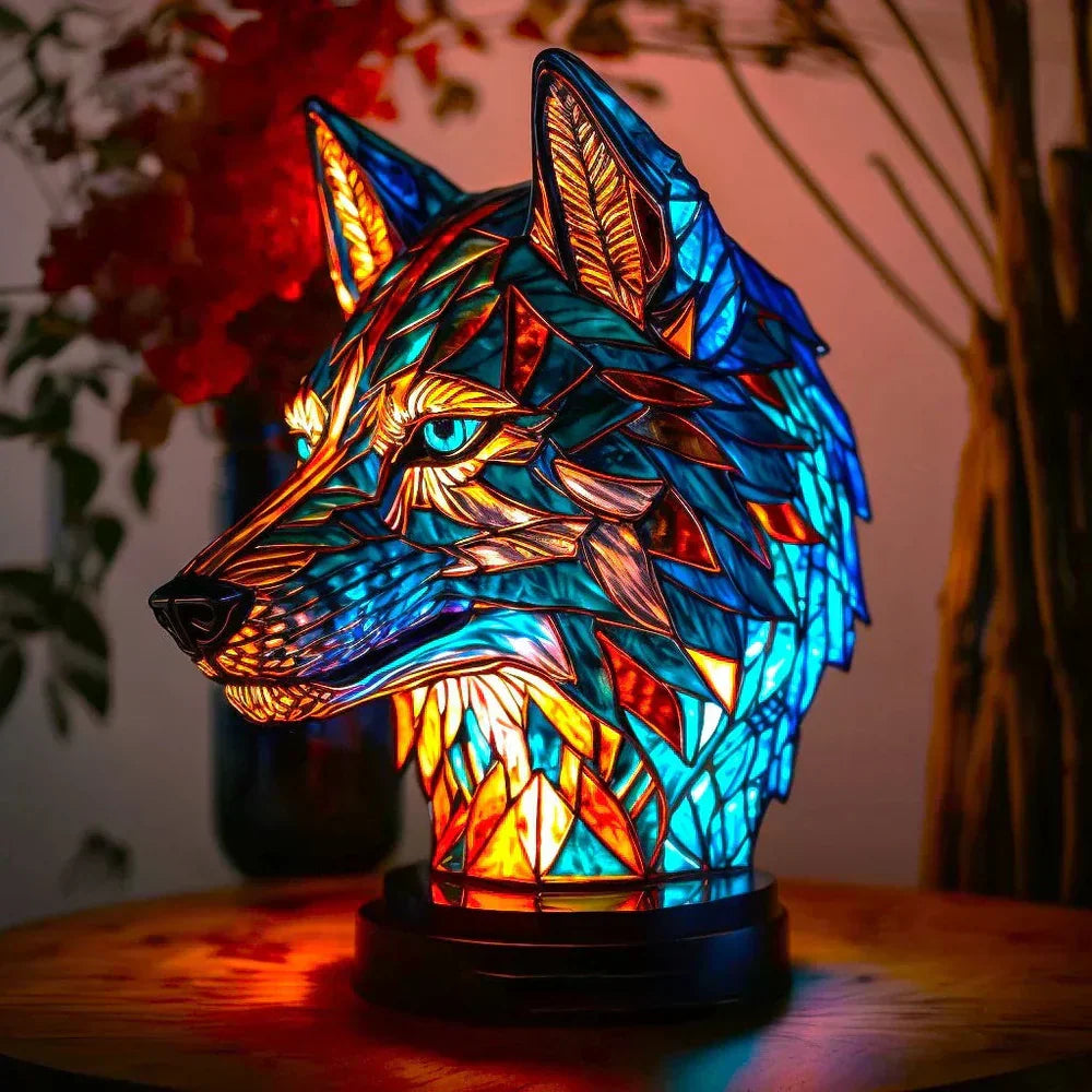 Handcrafted animal stained glass lamp, bringing artistic flair and mood lighting to your home.