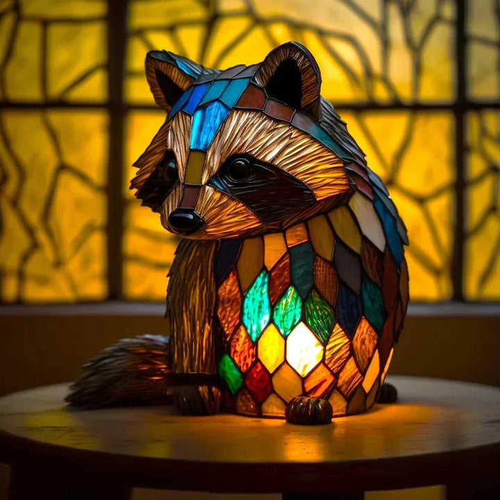 Whimsical animal stained glass table lamp, perfect as a unique gift or home accent.