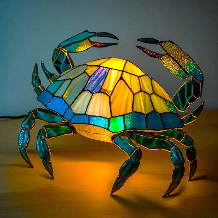Accent animal stained glass table lamp, offering soft mood lighting and visual interest.