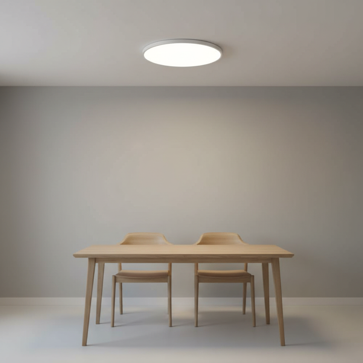 AuraSphere Modern LED Ceiling Light; minimalist flush mount design for warm, inviting home ambiance.