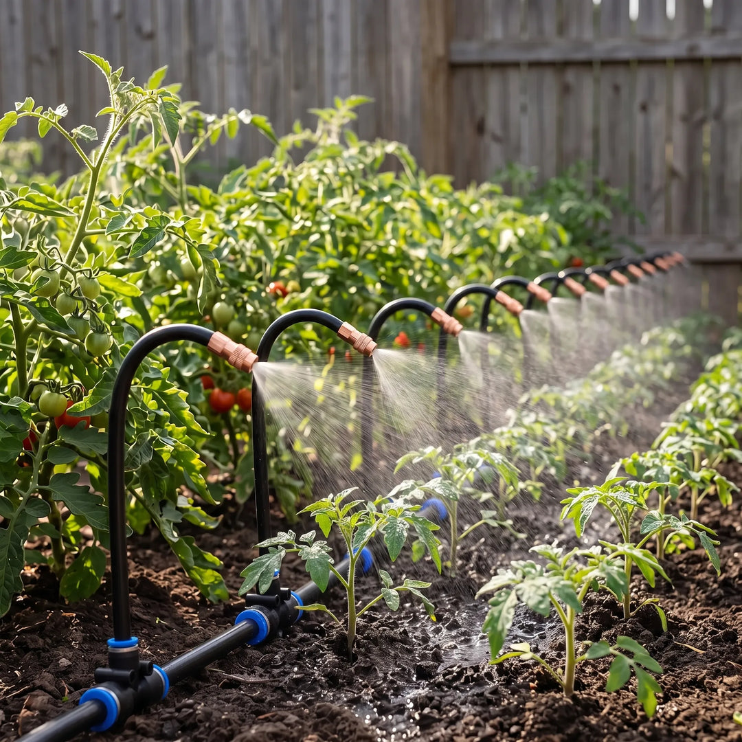Automated garden misting system for effortless plant hydration in home & garden.