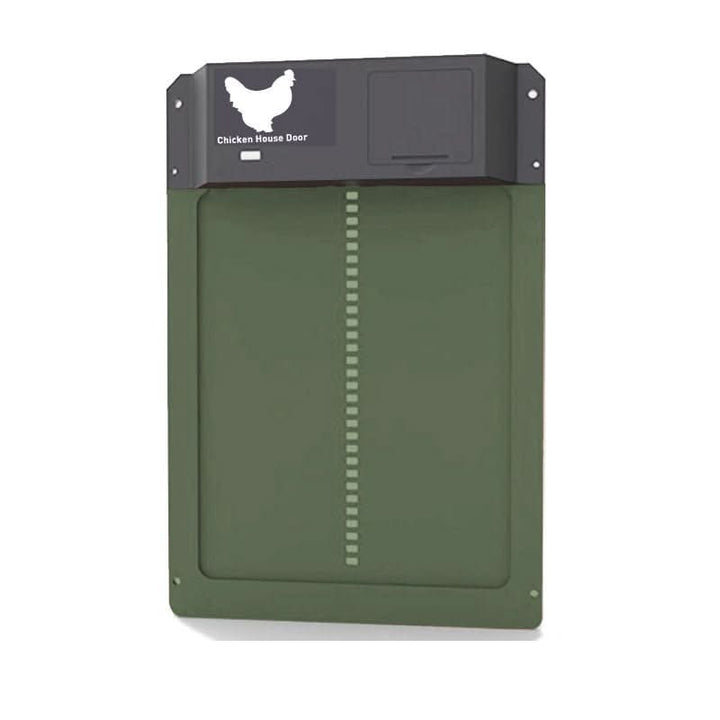 Automatic chicken coop door featuring daylight sensor, weather resistance, and predator protection.