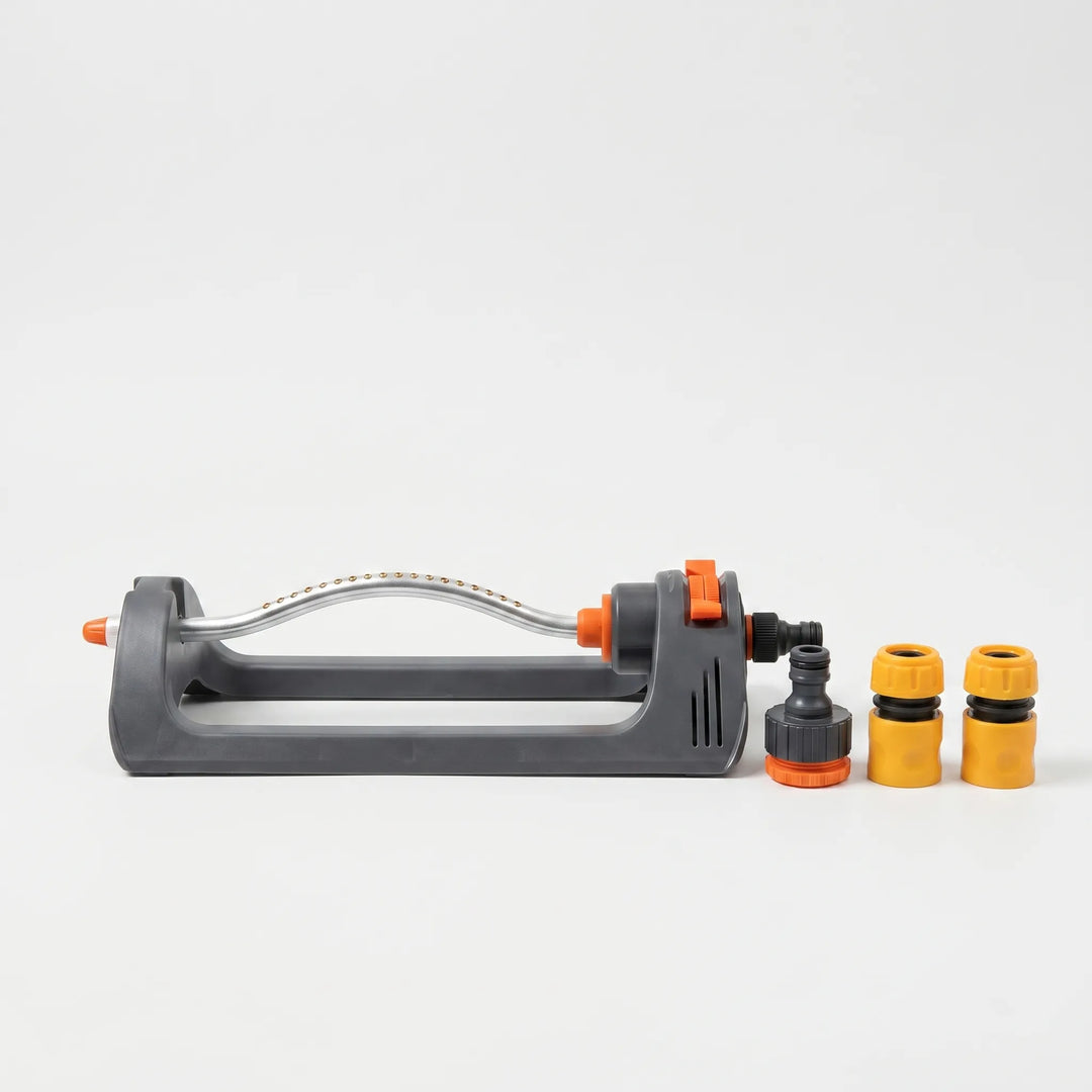 Durable oscillating lawn sprinkler for automatic garden watering. An essential outdoor irrigation device.