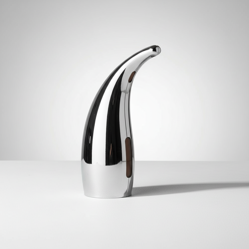 Sleek automatic soap dispenser with sensor. Modern design for bathroom, kitchen, office decor.