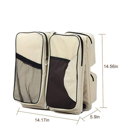 Multi-functional baby gear: a travel diaper bag, portable bassinet, and changing station for newborns.