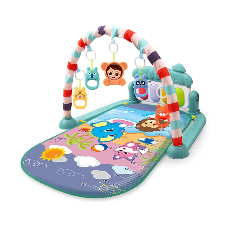 Baby activity play mat with musical arch, colorful sensory toys for newborns