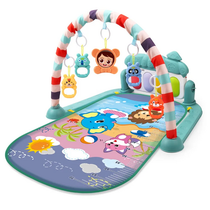 Baby sensory mat with a mirror, crinkly textures, and musical melodies