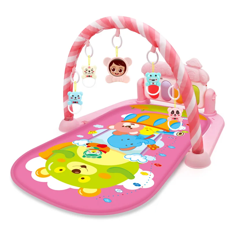 Baby activity gym with musical arch and sensory toys, fostering early exploration