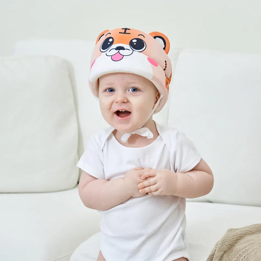 Baby Adjustable Animal Head Protection Helmet, soft crawling infant gear