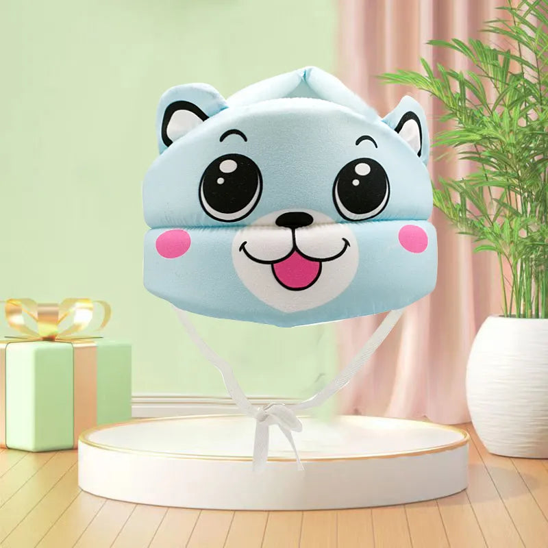 Soft crawling helmet for babies, animal-themed head protection gear