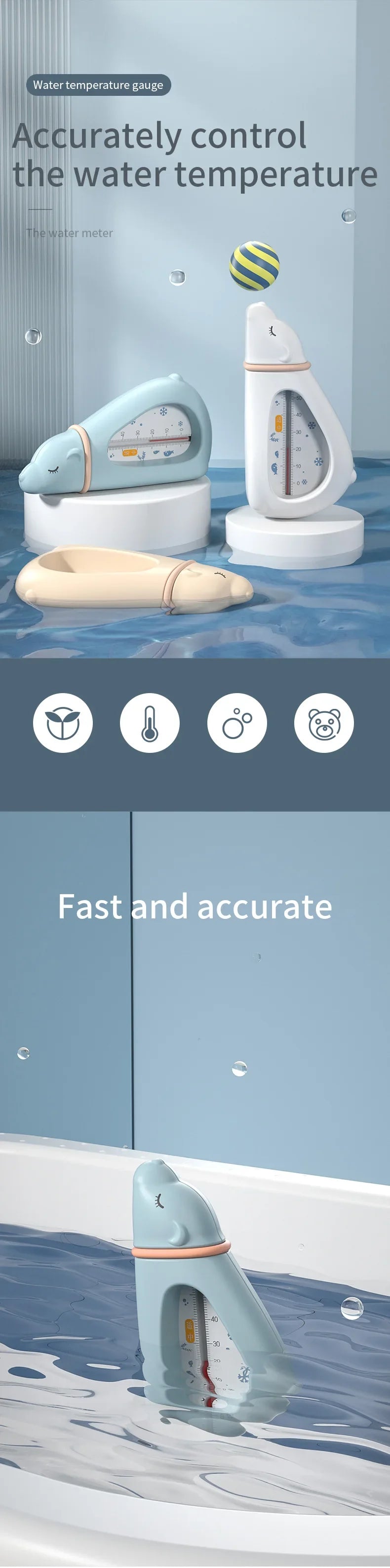 Ergonomic aircraft bath thermometer, easy to use and a vital parenting essential for baby baths.