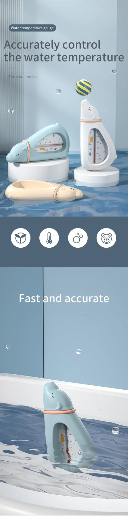 Ergonomic aircraft bath thermometer, easy to use and a vital parenting essential for baby baths.