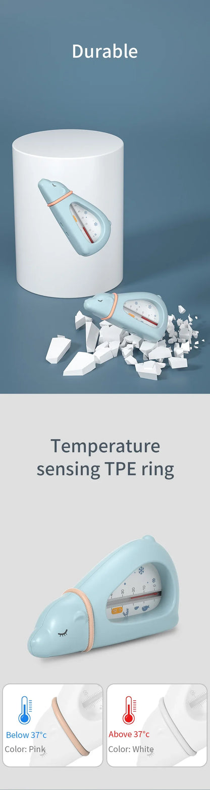 White aircraft bath thermometer with a clear temperature display, a baby safety must-have.