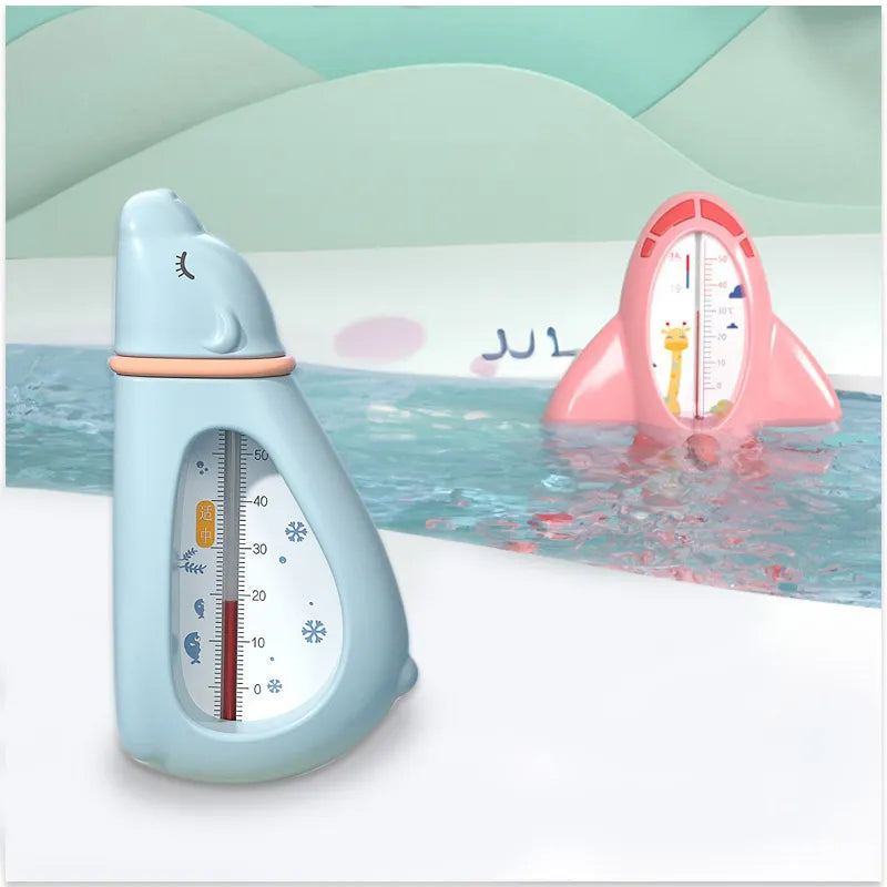 Aircraft bath thermometer, white with colorful accents, checks baby bath water for optimal safety.