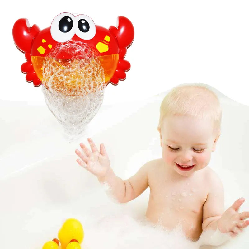 Colorful crab bubble machine, a sensory baby toy for exciting water play in the bath