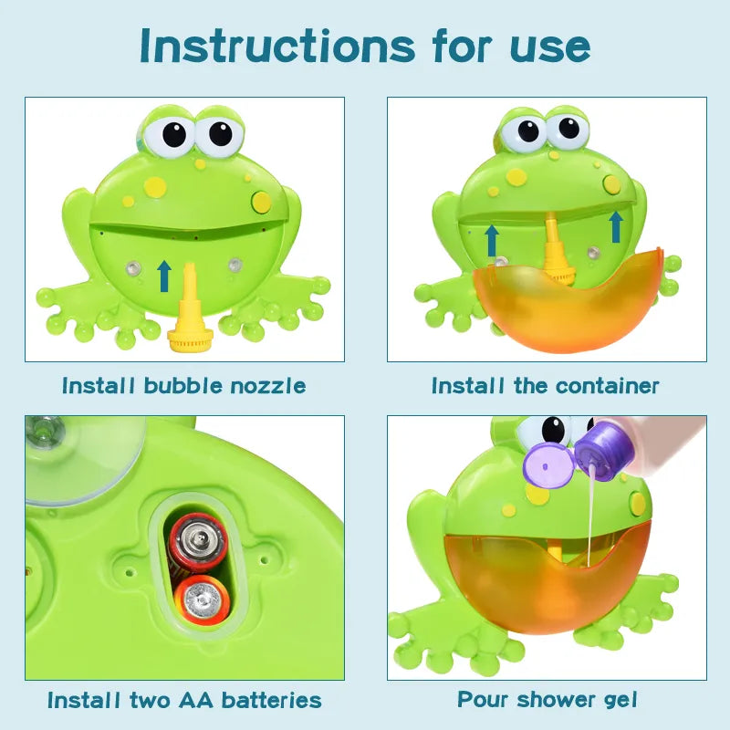 Frog-shaped bubble blower for kids, a delightful toddler bath toy and gift idea