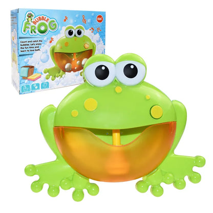 Kids' bath bubble maker shaped like a friendly frog, ideal for toddler sensory play