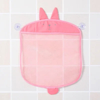 Baby bath toy holder, breathable mesh for quick drying, playful animal characters