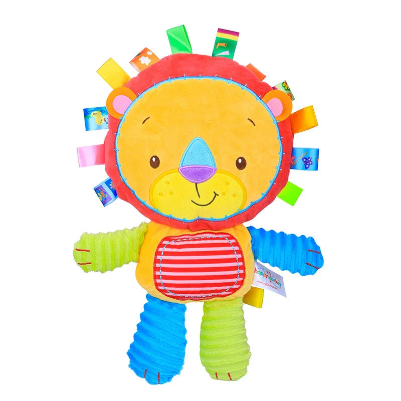 Assortment of baby animal plush toys, each with sensory rattles and bells, soft & safe