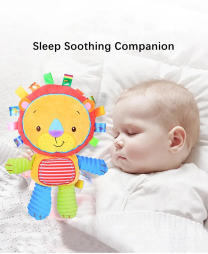 Educational baby toy: animal plush with gentle rattles and bells for infant engagement