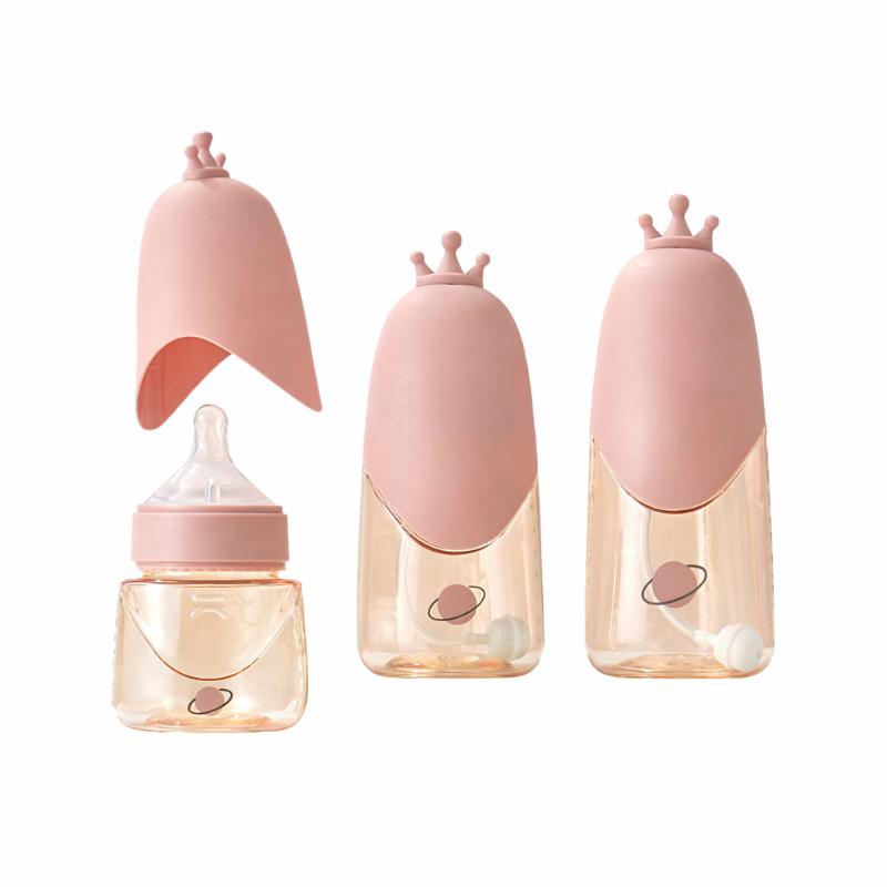 Complete baby bottle set with soft silicone for anti-colic feeding, ideal for infants and newborns