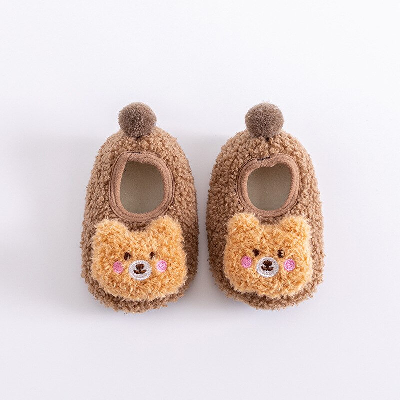 Newborn essentials: white anti-slip baby socks with charming bear design, comfortable cotton
