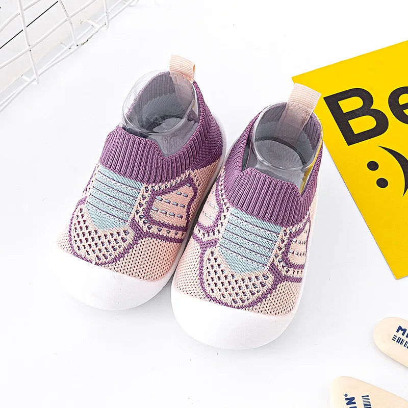 Close-up of Baby Anti-Slip First Walker shoe sole showing textured grip for new walkers.