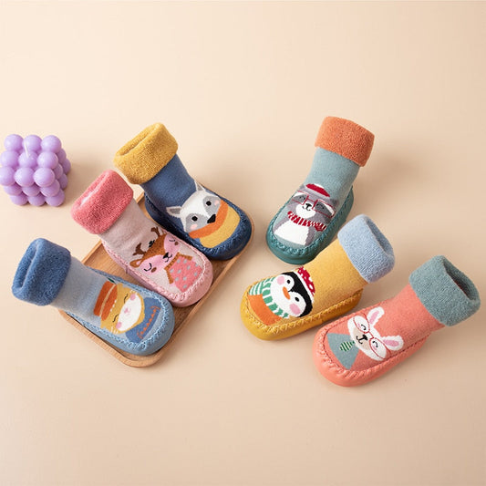 Baby anti-slip patterned socks with cute animal prints for infants