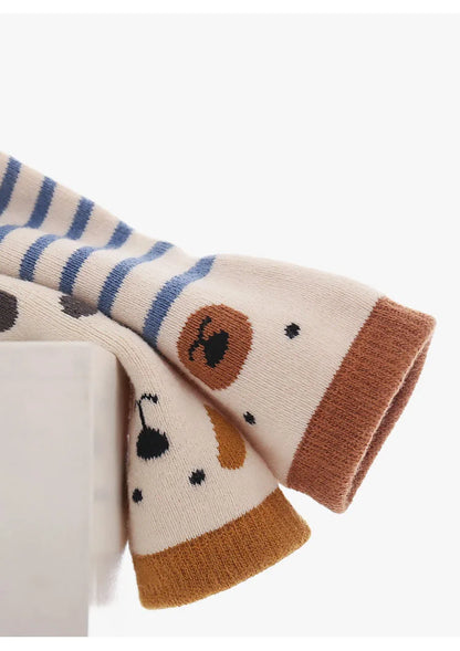 Anti-slip baby socks featuring different cartoon animals, ideal for indoor exploration