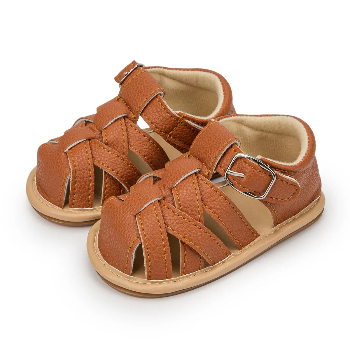 Top view of anti-slip soft sole baby sandals, flexible and secure