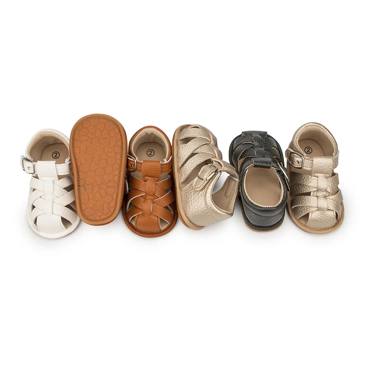 Close-up of soft, anti-slip sole on baby sandals, ensuring safety