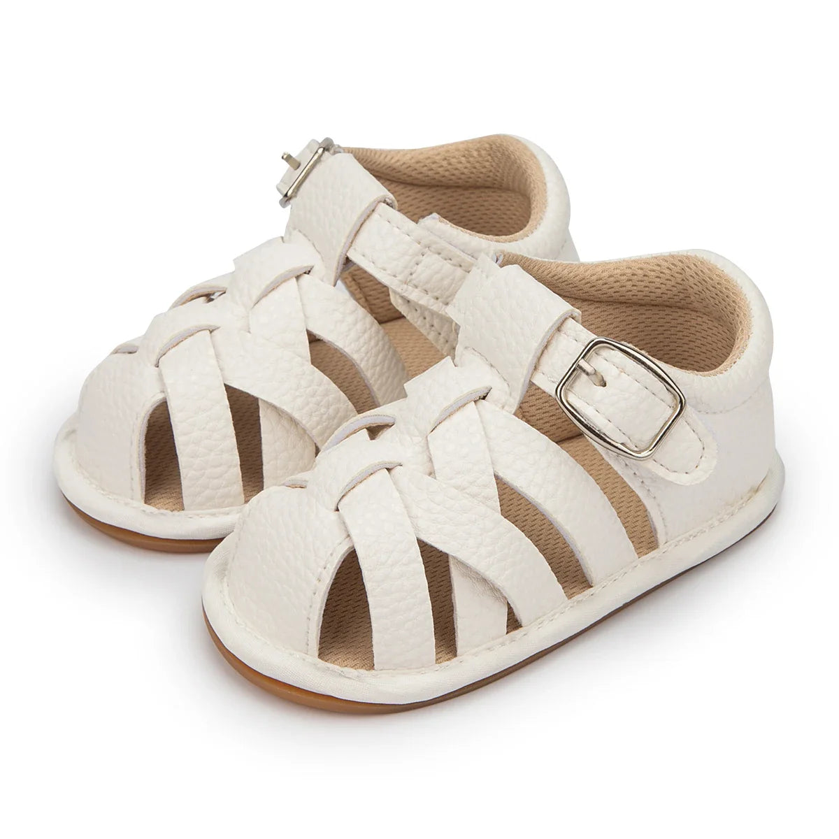 Side view of baby anti-slip soft sole sandals, showcasing flexibility
