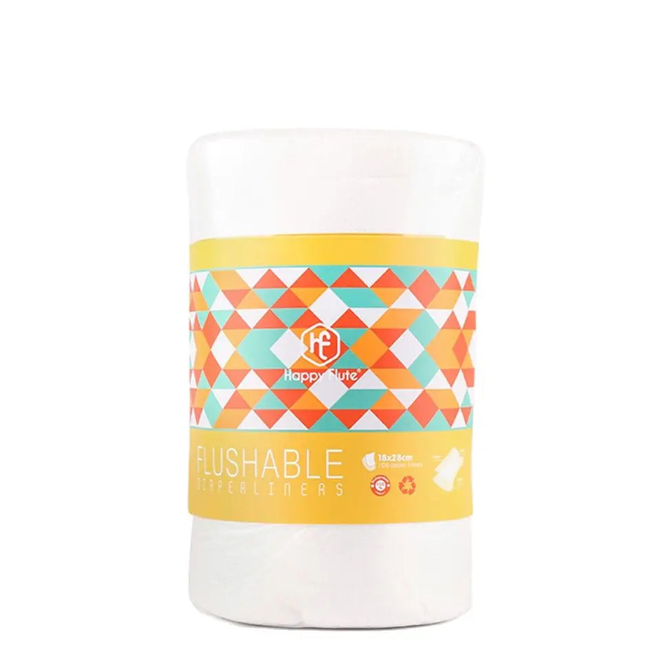 Close-up of a roll of 100 bamboo flushable nappy liners, soft and biodegradable for newborn essentials