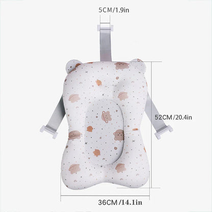 Foldable baby bath pad, soft non-slip support for newborn bathing, shown folded for storage