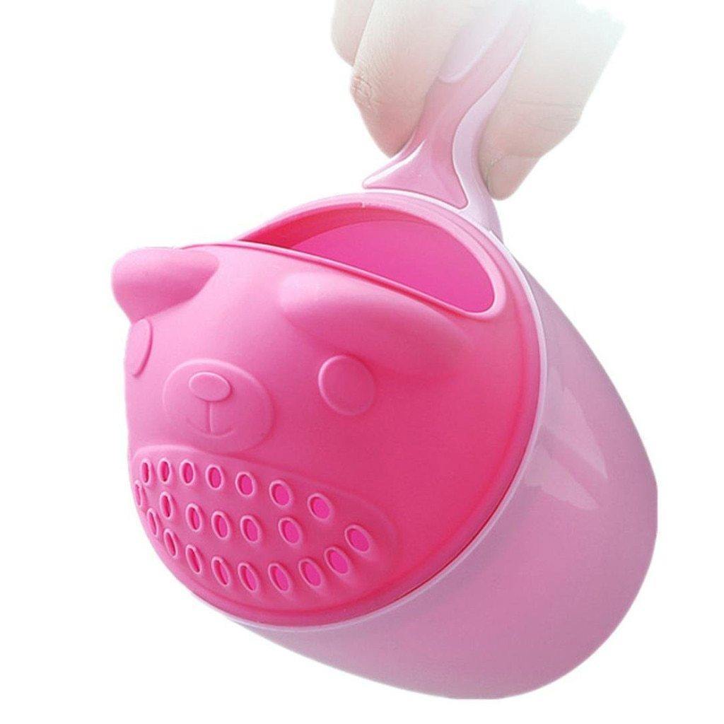 Ergonomic handle on baby shampoo cup for comfortable grip, ideal for gentle hair washing