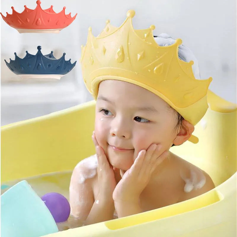 Close-up of the baby bath cap's adjustable strap, ensuring a snug fit for various ages