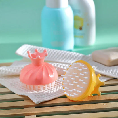 Practical baby bath time kit, showing ergonomic shampoo cup design for easy pouring