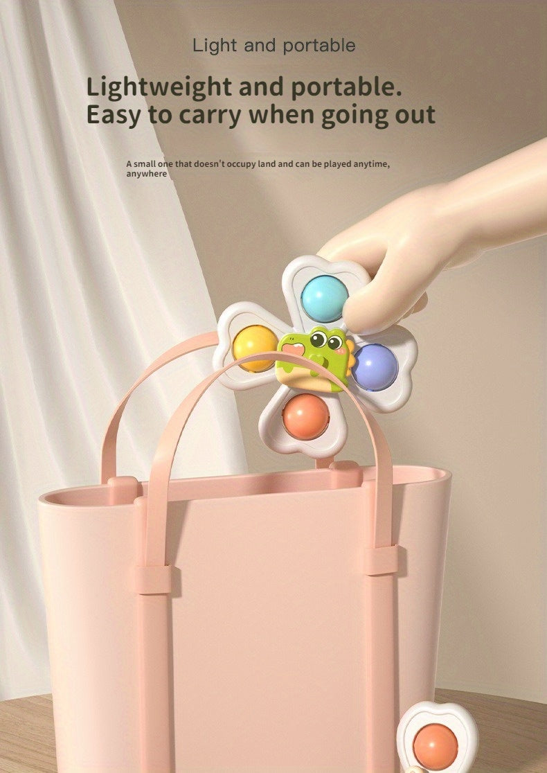 Early development infant toys: a set of joyful spinning bath suction toys for engaging playtime.