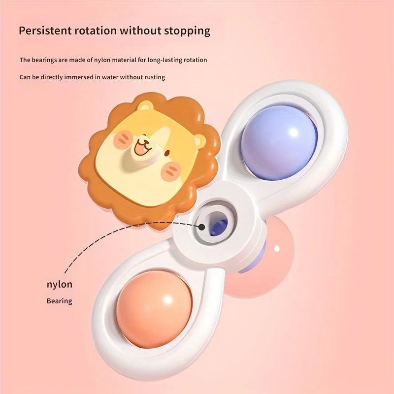 Infant bath toy set featuring spinning elements, promoting early development and stress relief for babies.