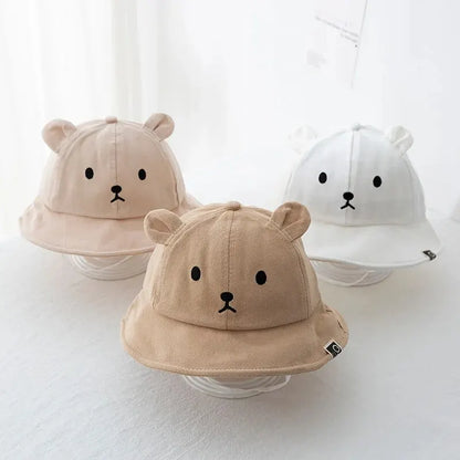 Baby Bear Cotton Sun Hat with Ears, Unisex, for summer outdoor wear