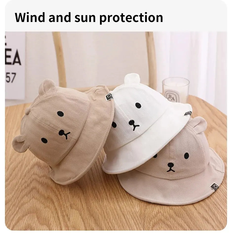Newborn essentials: cotton bear ear sun hat, gentle and protective