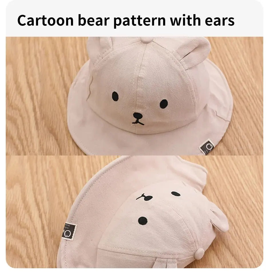 Bear ear toddler sun hat, comfortable cotton for sunny days outside