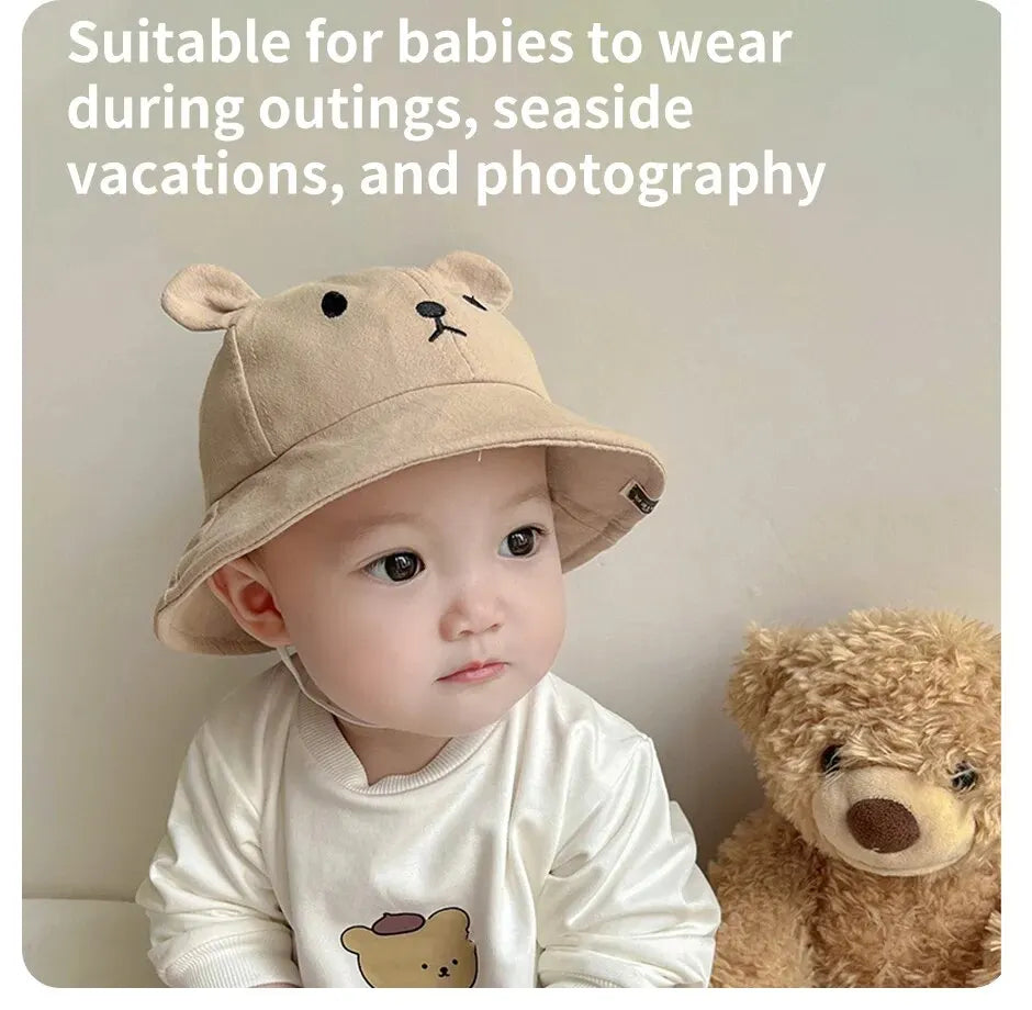 Kids baby fashion: bear cotton sun hat, cute and practical accessory
