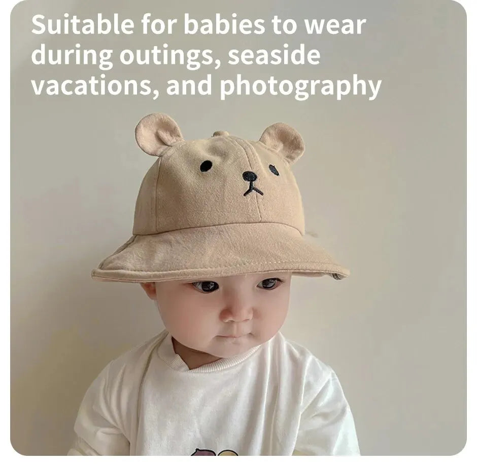 Lightweight cotton baby hat, bear ears, excellent sun protection for infants