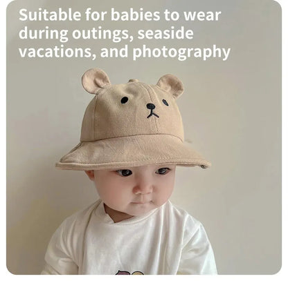 Lightweight cotton baby hat, bear ears, excellent sun protection for infants