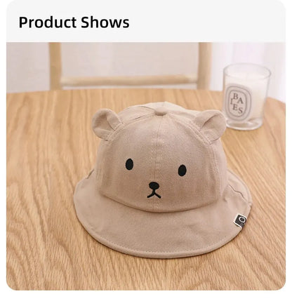 Unisex bear hat, soft cotton bucket style, suitable for all babies