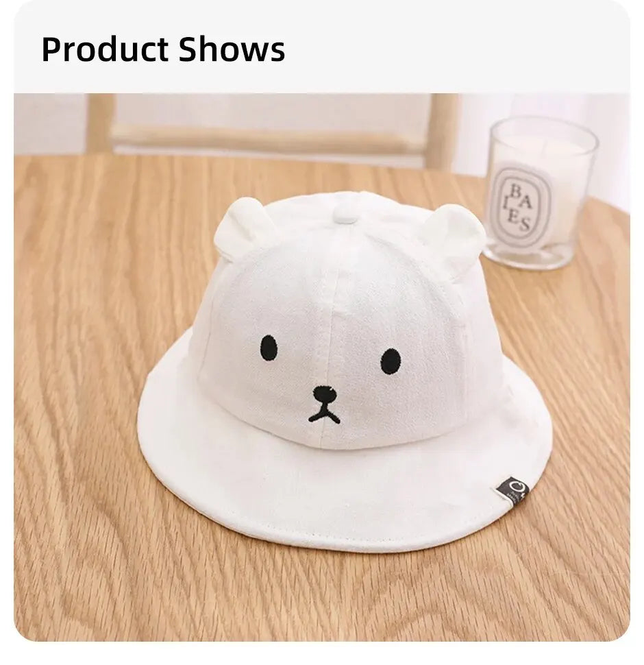 Baby bear ear sun hat, natural cotton material for delicate skin