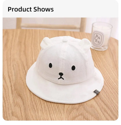 Baby bear ear sun hat, natural cotton material for delicate skin