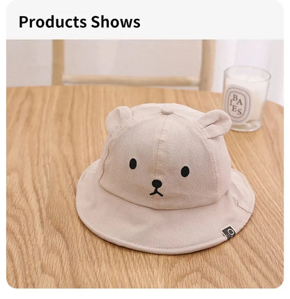 Outdoor baby wear: cotton bear hat with ears, essential for sunny weather