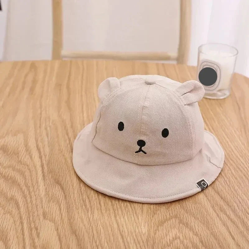 Infant bear ear sun hat, breathable cotton for outdoor play